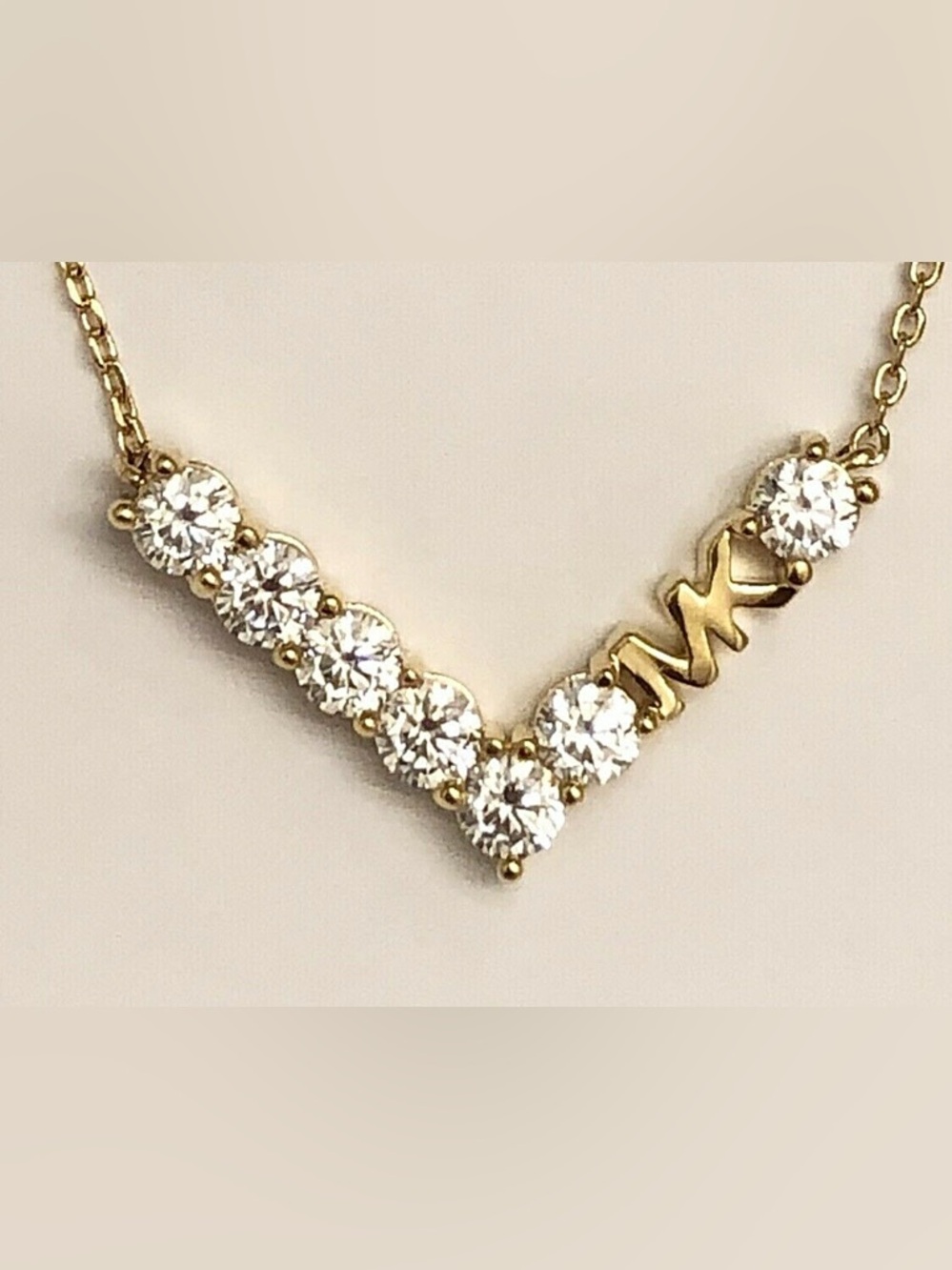Michael Kors Rose Gold MK Logo Necklace - Picture 3 of 7